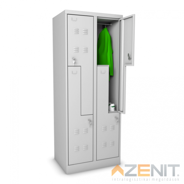 Z ajtós kivitelű fém öltözőszekrény KS 4 ajtóval szürke színben